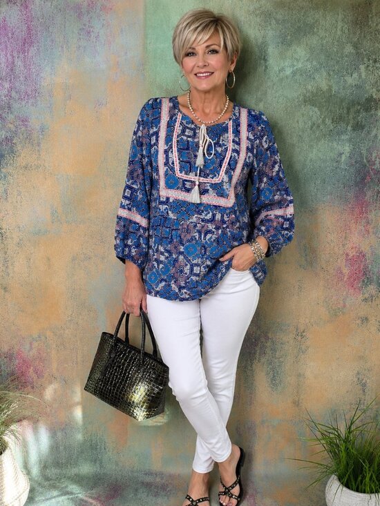 Vintage America Tops - NWT📌 Vintage America Crochet Trim Peasant Top